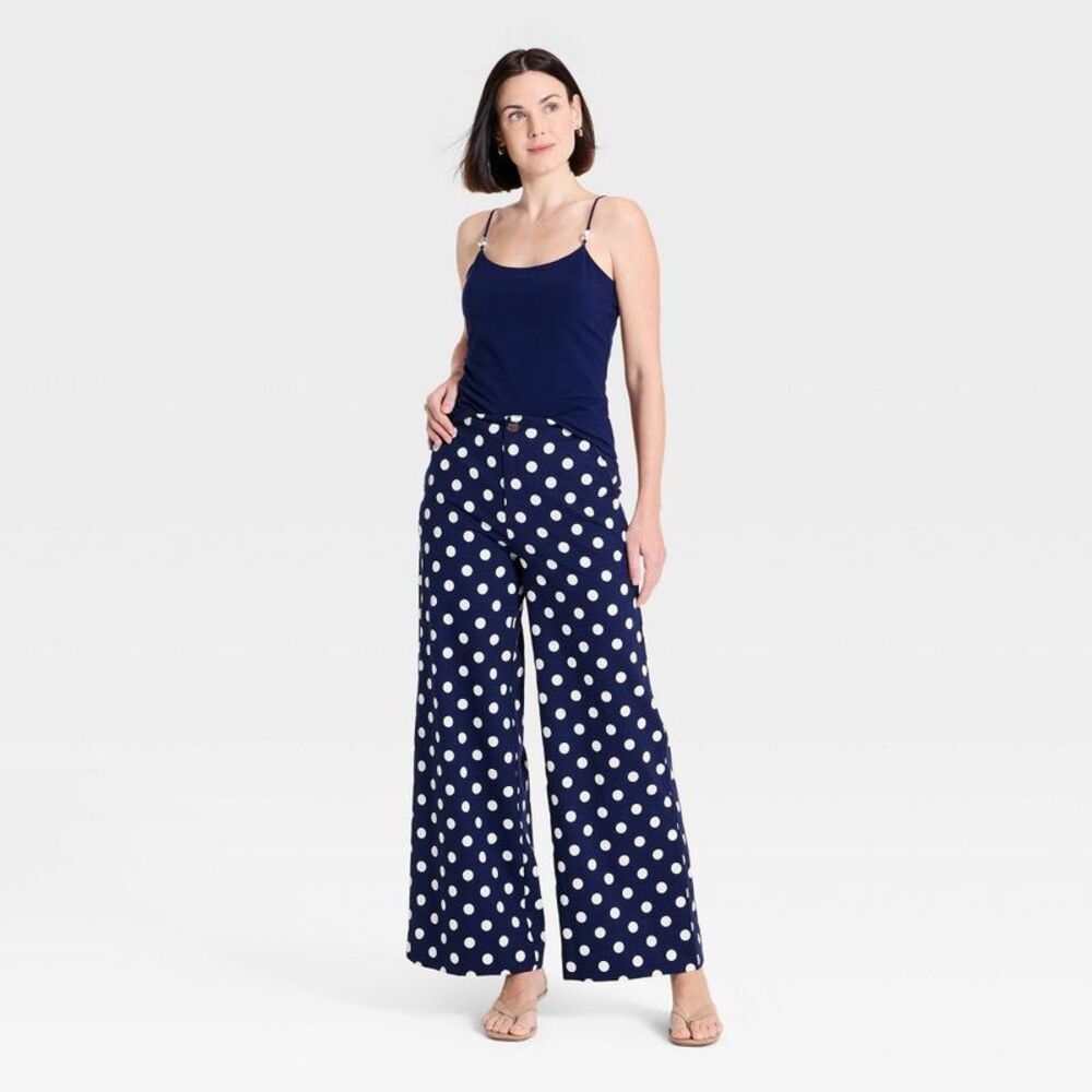 A New Day - Women's Luxe Linen Trousers - A New Day Navy Blue Navy Blue - Picture 3 of 3